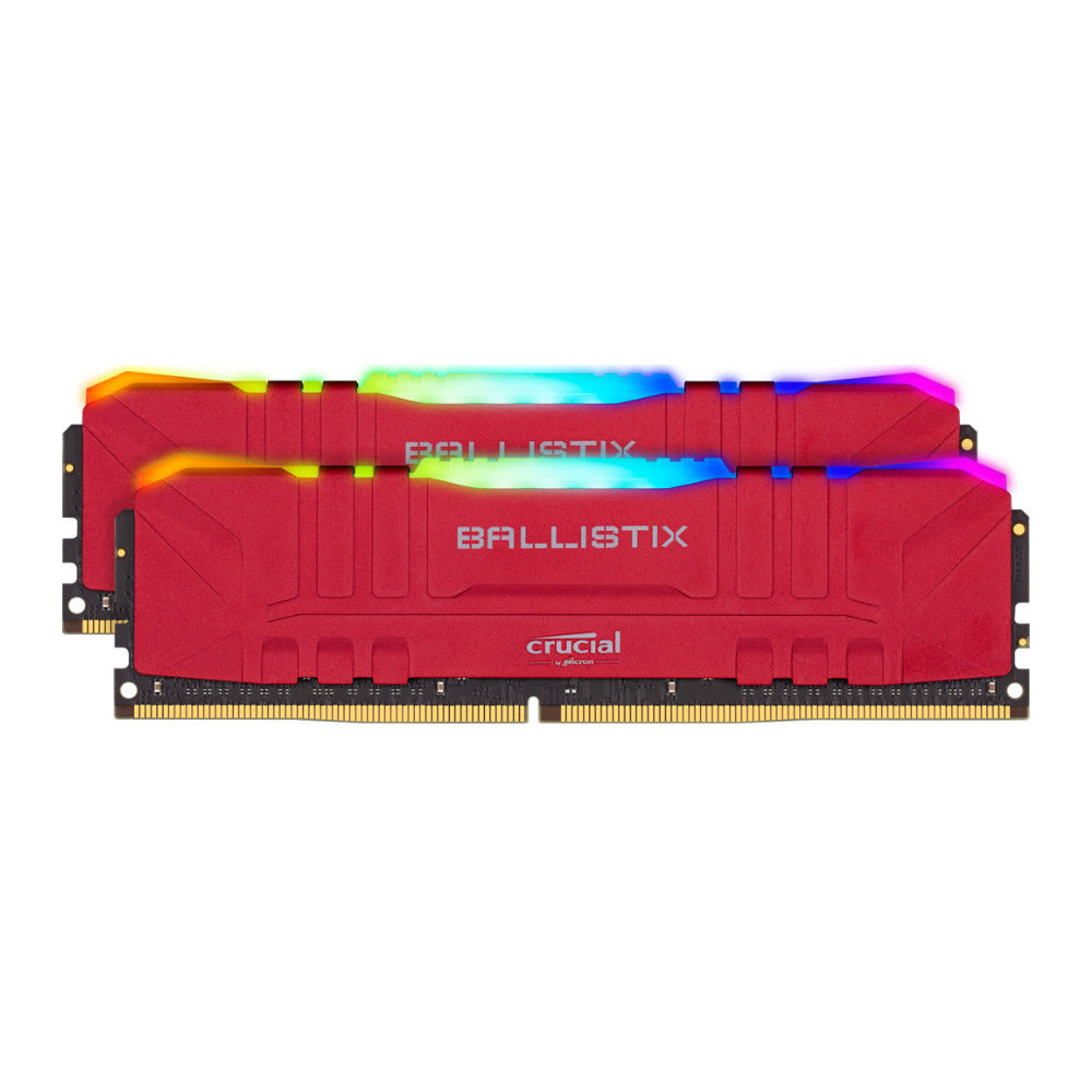 Crucial Ballistix 16GB DDR4-3200 UDIMM RGB RAM Desktop Memory (2x8GB, Red)