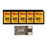 Kodak 32GB Class 10 UHS-I U1 SDHC Memory Card (5-Pack) with Focus All-In-One USB Card Reader