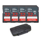 SanDisk 32GB Ultra SDHC UHS-I Memory Card (4-Pack) with Koah Pro Rugged Storage Case