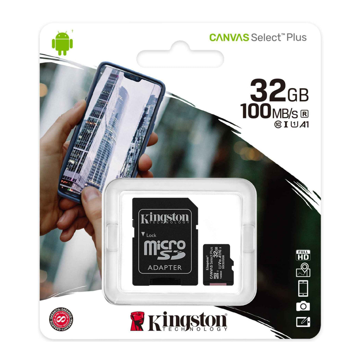 Kingston Canvas Select Plus 32GB UHS-I microSDHC Memory Card with SD Adapter (5-Pack), Card Reader