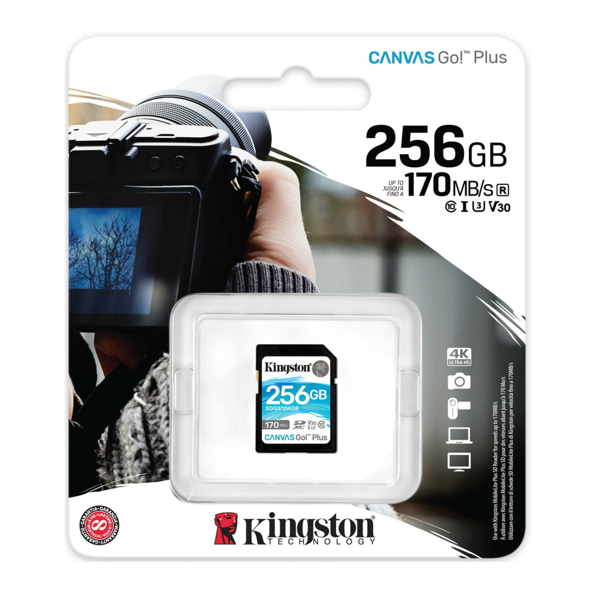Kingston 256GB SDXC Canvas Go Plus 170MB/s Read Memory Card (SDG3/256GB)