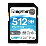 Kingston 512GB SDXC Canvas Go Plus 170MB/s Read Memory Card (SDG3/512GB)