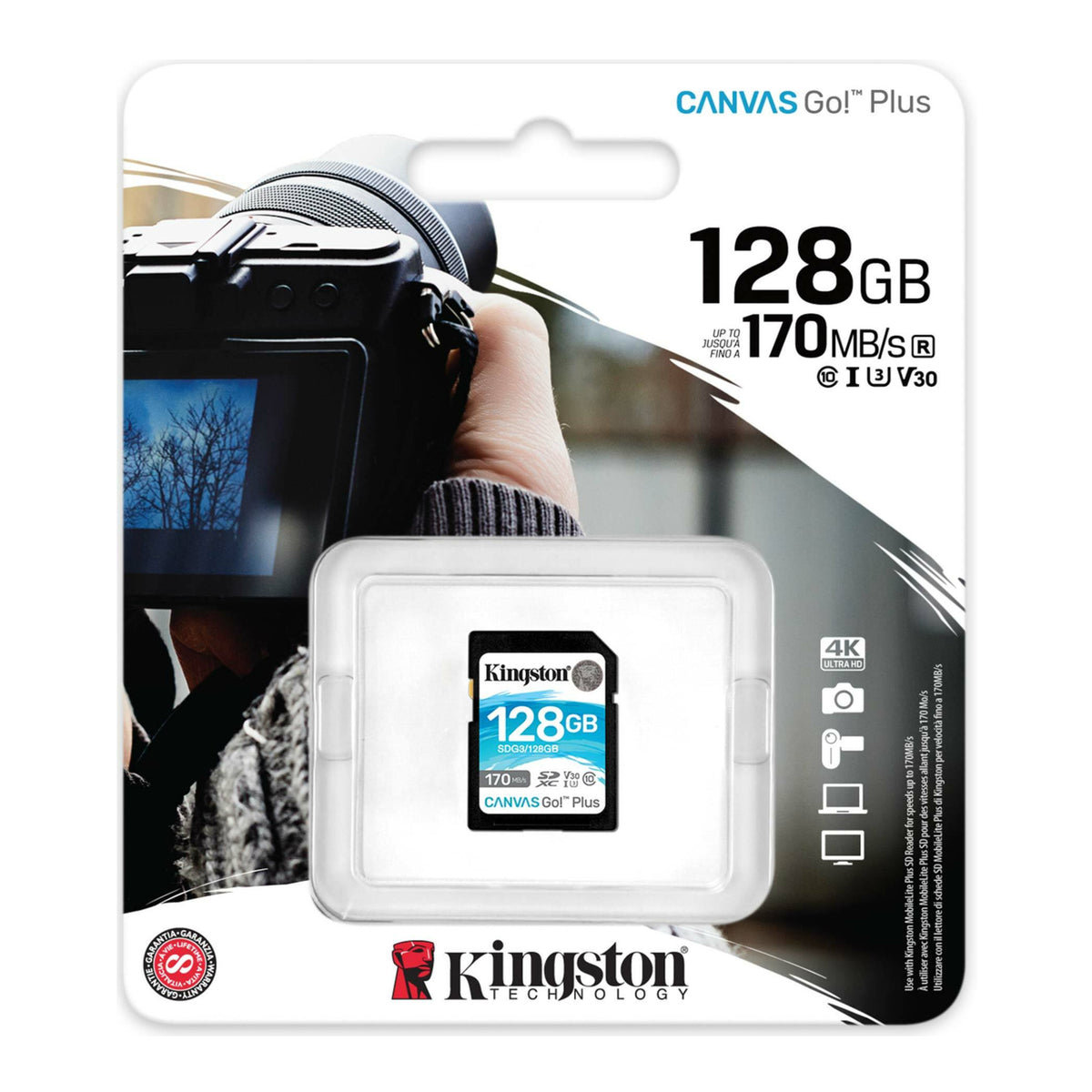 Kingston 128GB SDXC Canvas Go Plus 170MB/s Read Memory Card (4-Pack) with Koah SD Card Reader