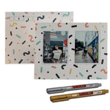 Focus Camera Instax Mini Postcard Set (20-pack, 10 White/10 Mixed) with Metallic Pen Set