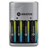 Kratos Power Rapid Travel Charger with 4 AA NiMH Rechargeable Batteries