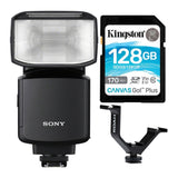 Sony HVL-F60RM2 Wireless Radio Flash with Kingston 128GB SD Card and Koah Triple Shoe Bracket
