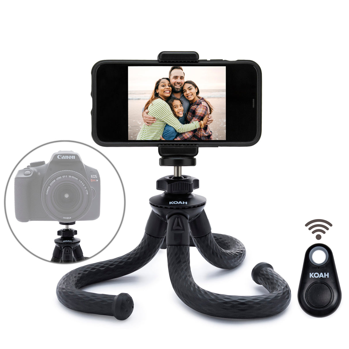 Koah Kanguru 12-Inch Flexible Waterproof Tripod with Bluetooth for iPhone, Galaxy, Go Pro Cameras