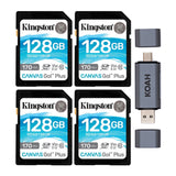 Kingston 128GB SDXC Canvas Go Plus 170MB/s Read Memory Card (4-Pack) with Koah SD Card Reader