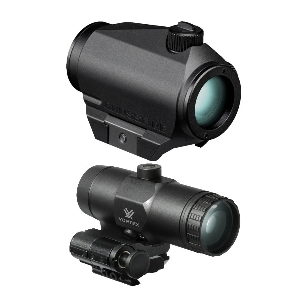 Vortex Crossfire II Bright Red Dot Sight with Multi-Height Mount System and Reflex Sight Magnifier
