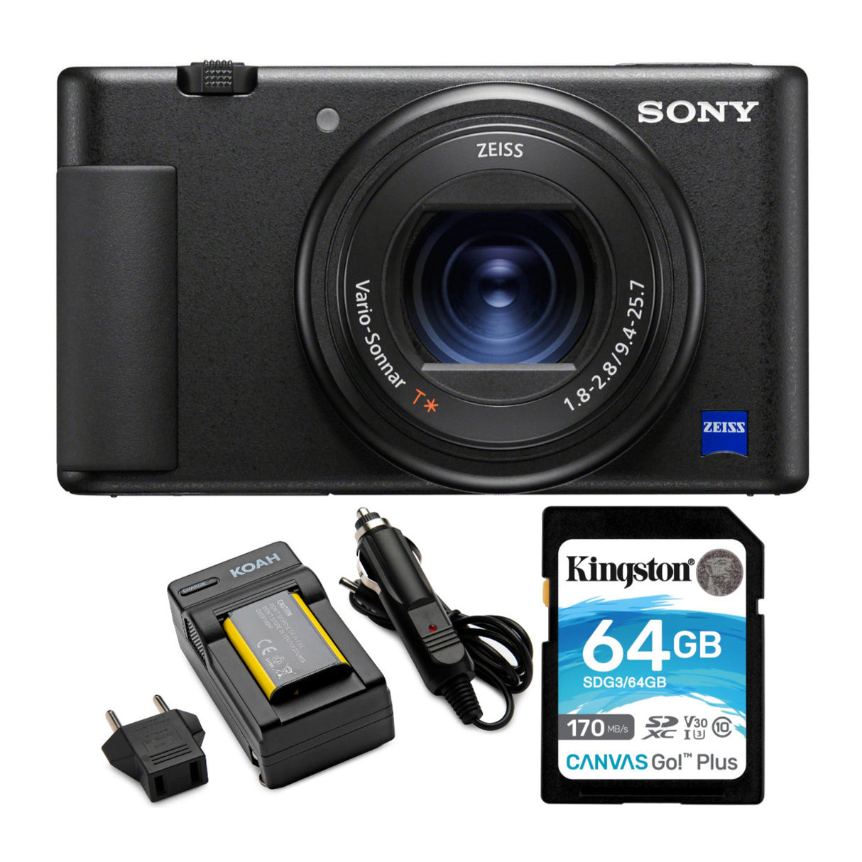Sony ZV-1 Camera for Content Creators and Vloggers Koah Pro NP-BX1 Battery with Charger Bundle