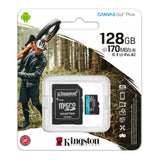 Kingston 128GB MicroSDXC Canvas Go Plus Memory Cards with Focus USB 2.0 Card Reader