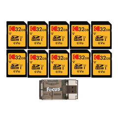 Kodak 32GB Class 10 UHS-I U1 SDHC Memory Card (10-Pack) with Focus High-Speed USB 2.0 Card Reader
