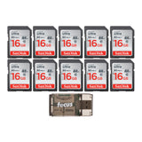 SanDisk Ultra 16GB Class SD Memory Card (10-Pack) with Focus All-In-One High Speed USB Reader