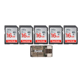 SanDisk Ultra 16GB Class SD Memory Card (5-Pack) with Focus All-In-One High Speed USB Card Reader