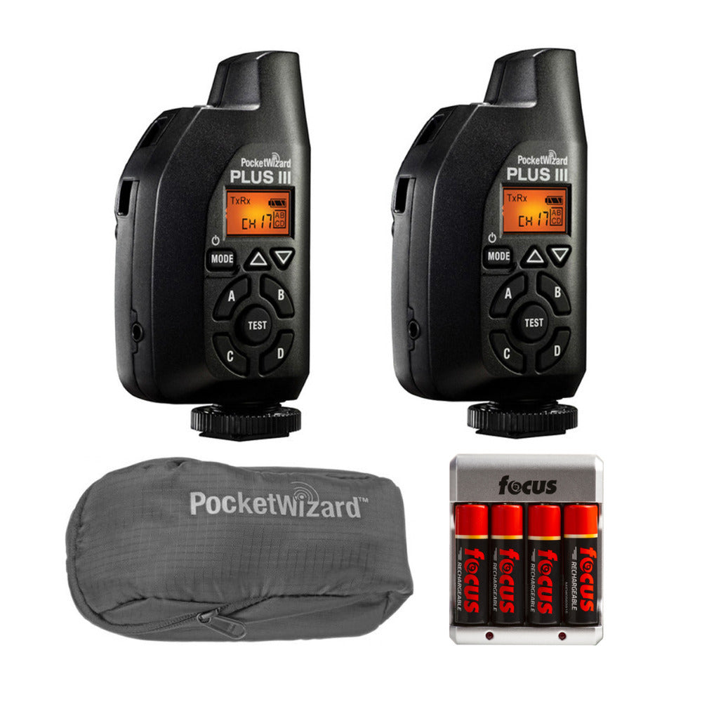 PocketWizard Plus III Transceiver (2-Pack, Black) with Case and