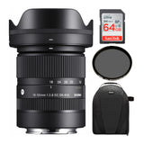 Sigma 18-50mm f/2.8 DC DN Contemporary Lens for Sony E mount with CPL Filter and Accessory Bundle