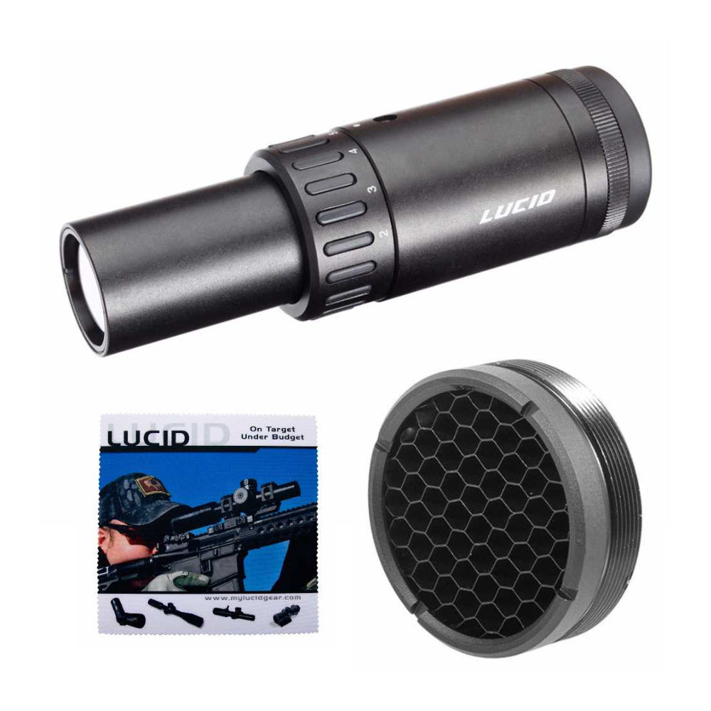 Lucid 2x-5x Magnifier for HD7 and M7 Red Dot Sights and Flash Filter Kit Bundle