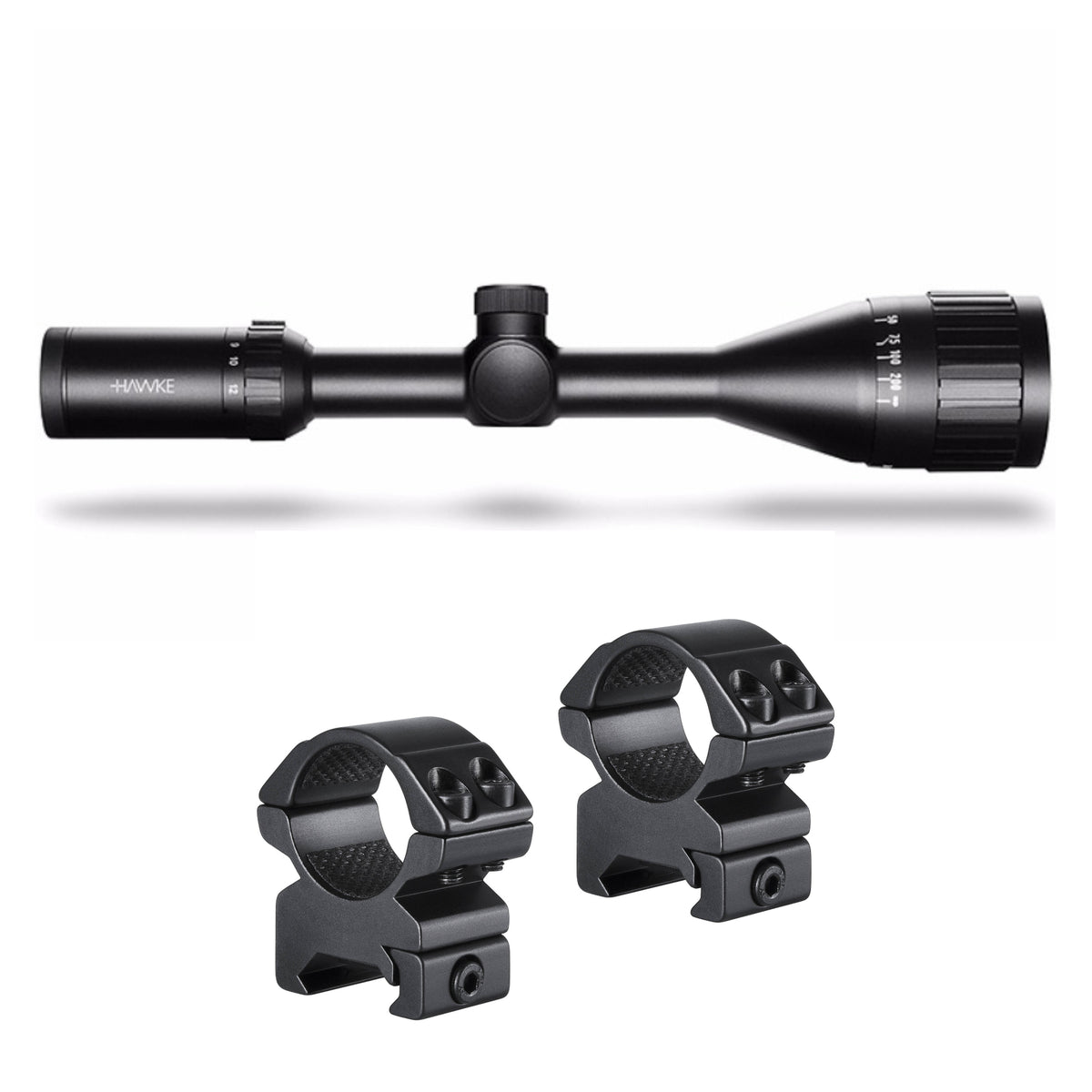 Hawke Sport Optics Vantage HD 4-12X50AO Mil Dot IR Riflescope with 2-Piece Rings