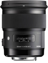 Sigma 50mm f/1.4 DG HSM Art Lens for Canon with LaCie Hard Drive and SanDisk 64GB Memory Card