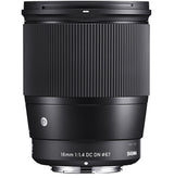 Sigma 16mm f/1.4 DC DN Contemporary Lens for Micro Four Thirds with 64GB Card and Pouch Bundle