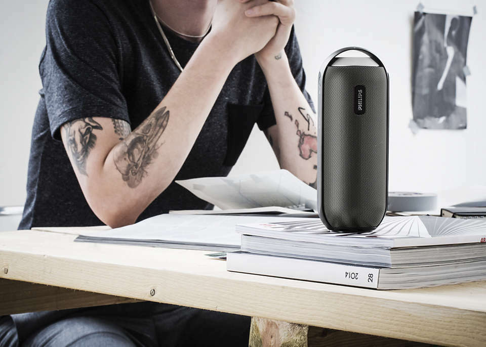 Philips Splash Proof Wireless Bluetooth Portable Speaker (Gun Metal Black)