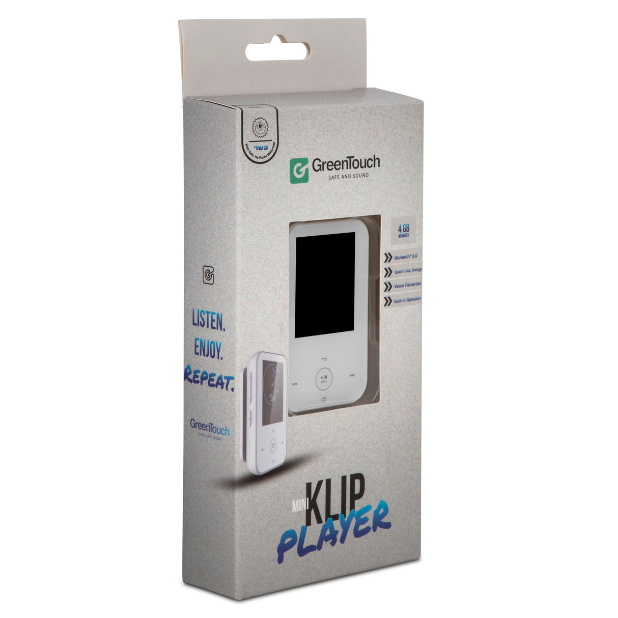 GreenTouch Mini Klip 4GB Bluetooth Player with Built-in Speaker (White)