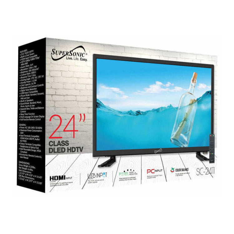 SuperSonic SC-2411 LED Widescreen HDTV and Monitor 24-Inch Flat Screen