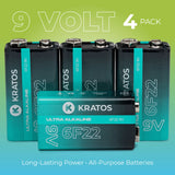 Kratos Power High-Performance Ultra Alkaline 9V Batteries (4-Pack)