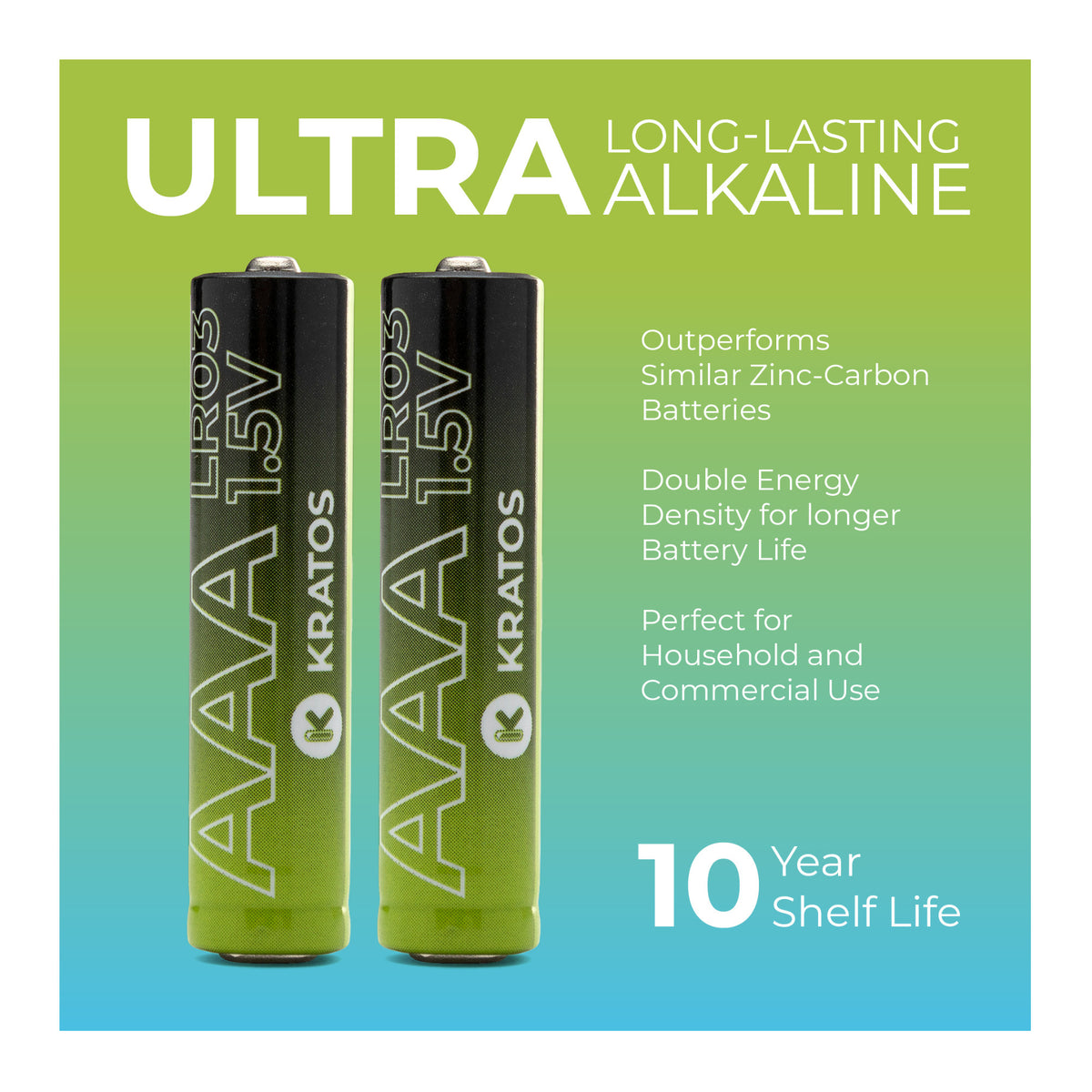 Kratos Power High-Performance Ultra Alkaline AAA Batteries (4-Pack)