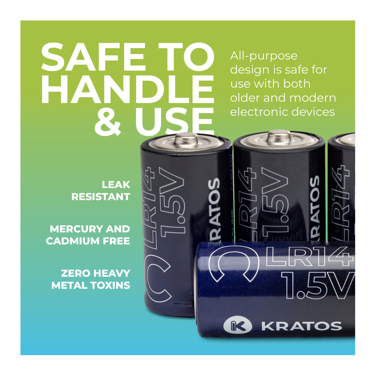 Kratos Power High-Performance Ultra Alkaline C Cell Batteries (12-Pack)