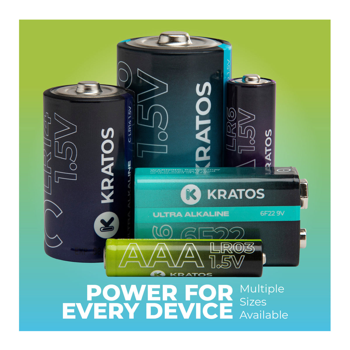 Kratos Power High-Performance Ultra Alkaline D Cell Batteries (4-Pack)