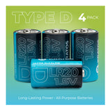 Kratos Power High-Performance Ultra Alkaline D Cell Batteries (4-Pack)