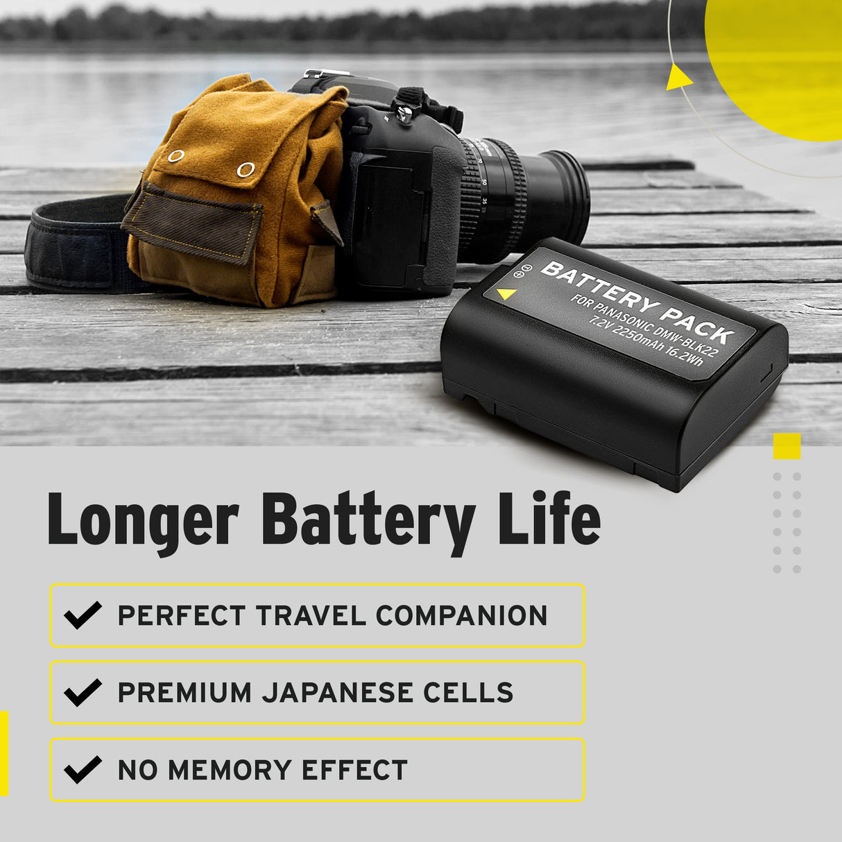 Koah Pro DMW-BLK22 Battery for Panasonic Camera (7.2V, 2250mAh)