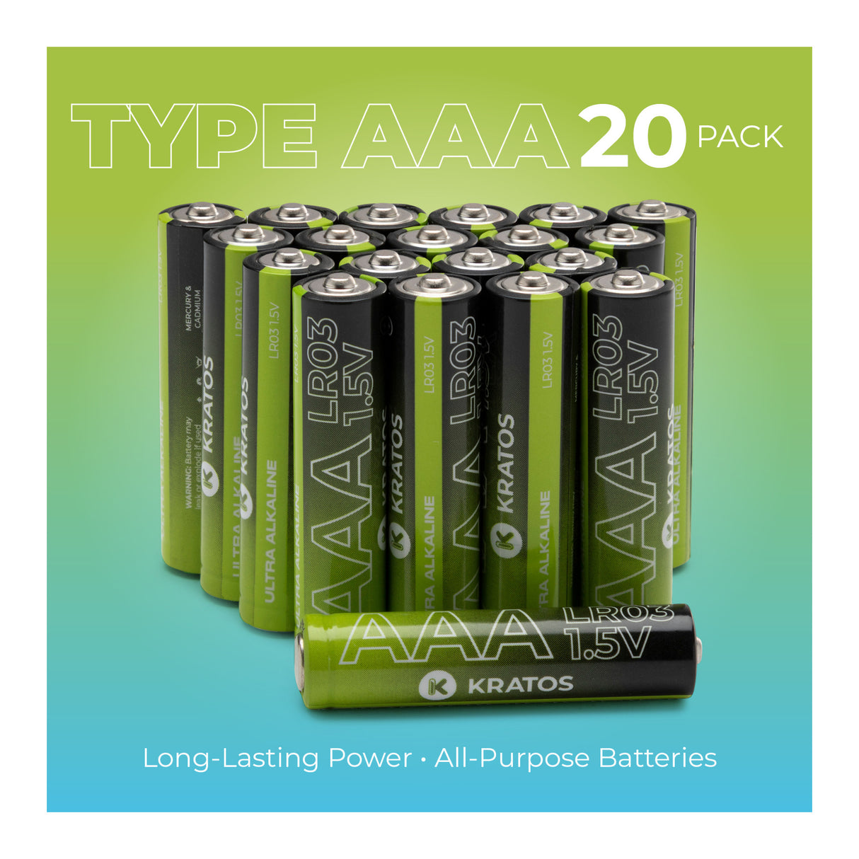 Kratos Power High-Performance Ultra Alkaline AAA Batteries (20-Pack)