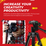 Focus Camera Travel DSLR Camera 59" Tripod Stand With Bag And Rechargeable Batteries