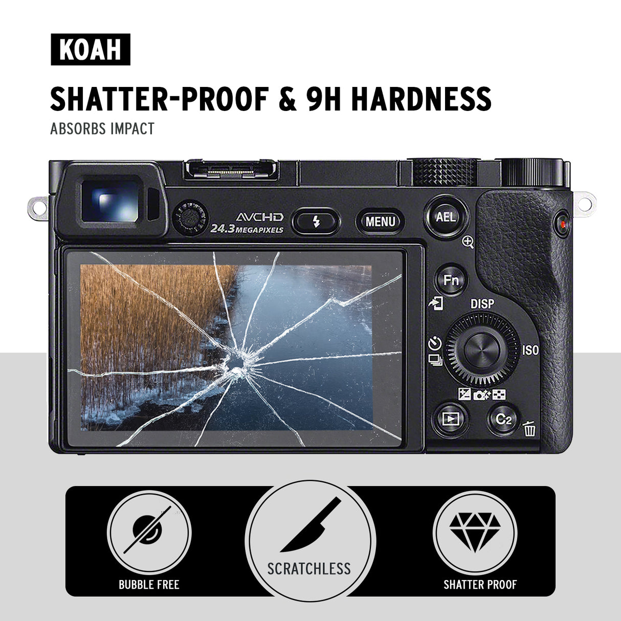 Koah LCD Ultra Armor Screen Protector for Sony a6000, a6400 and a6600 Series Cameras