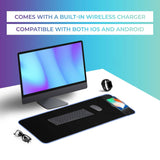 Kratos Power Gaming RGB Gaming Mouse Pad with 15W Wireless Charging