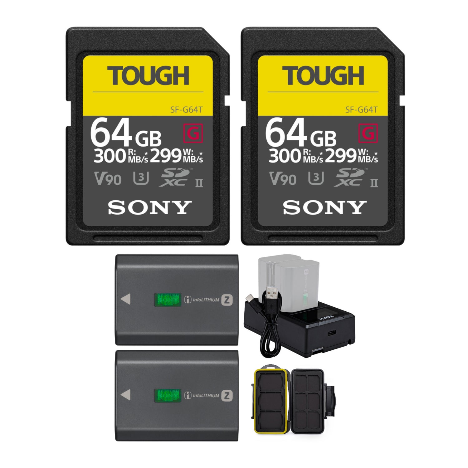 Sony 64GB UHS-II Tough G-Series SD Card (2-Pack) with Battery Pack