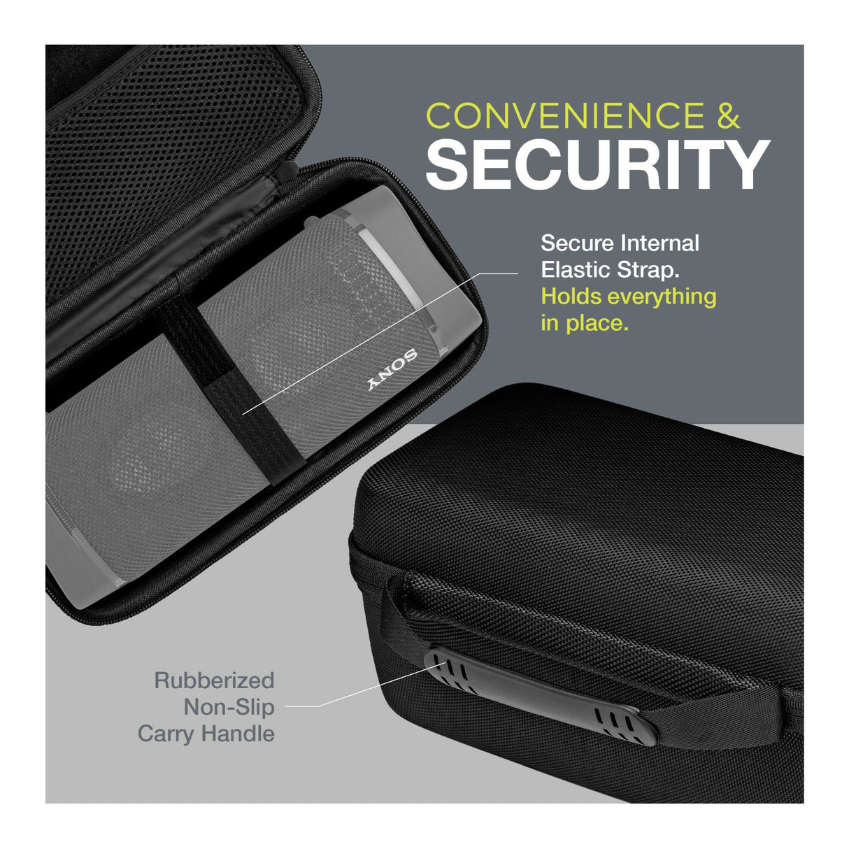 Knox Gear Hard Travel/Storage Case for Sony SRS-XB33 Portable Bluetooth Speaker