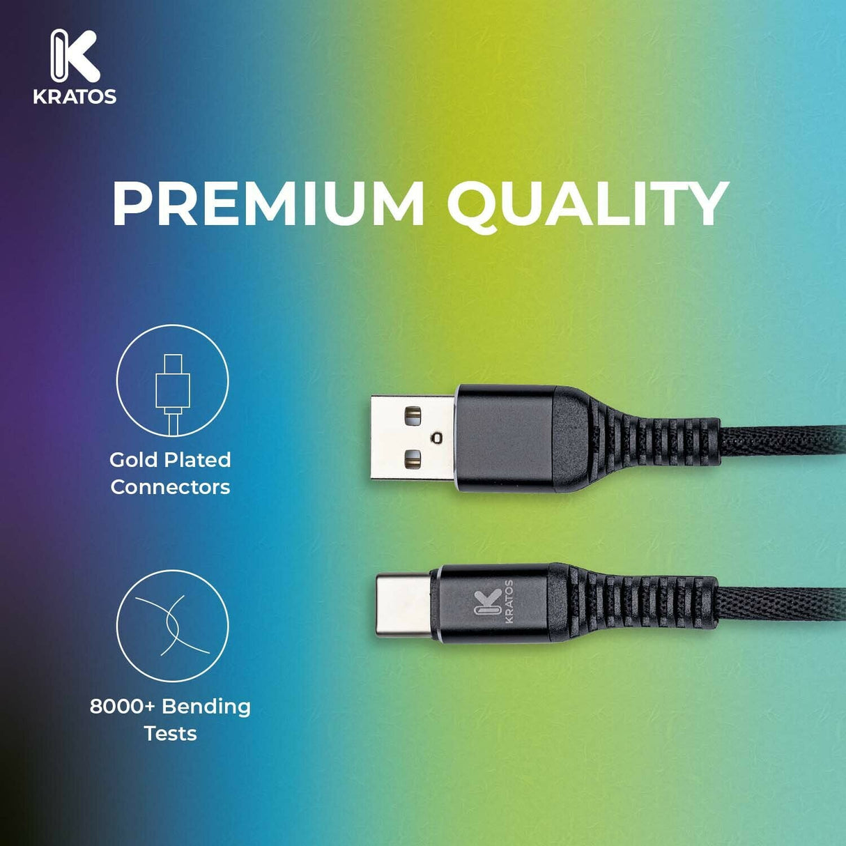 Kratos Power 6-Feet Long Tail Braided Aluminum Alloy USB-C to USB-A Cable (Black)
