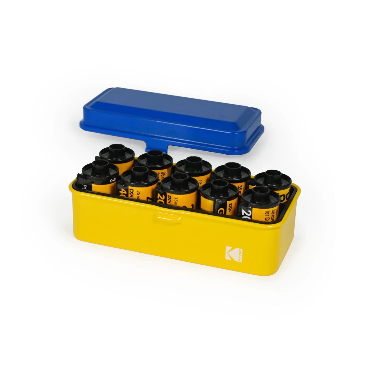 Kodak Steel 35mm and 120mm Film Roll Case (Holds 10 35mm or 8 120mm Rolls, Yellow and Blue)