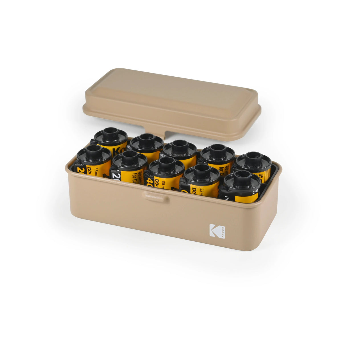 Kodak Steel 35mm and 120mm Film Roll Case (Holds 10 35mm or 8 120mm Rolls, Beige)