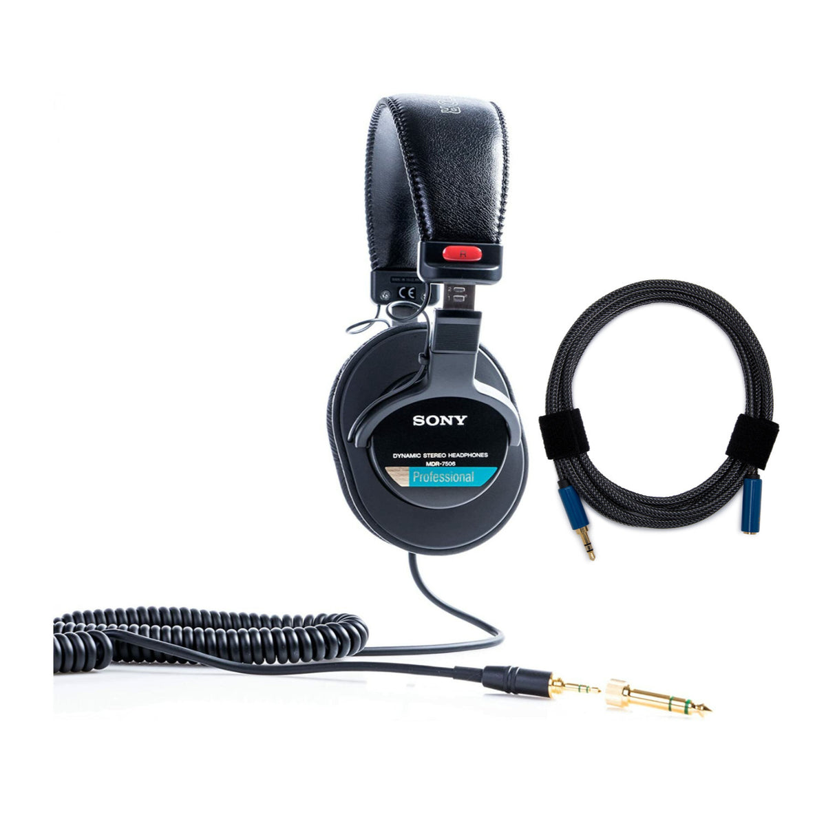 Sony MDR7506 Folding Professional Closed Ear Headphones with Knox Gear Nylon Braided 3.5mm Cable