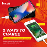 Focus 10,000mAh Ultra Portable LED Display Wireless Quick Charge Battery Bank