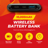 Focus 10,000mAh Ultra Portable LED Display Wireless Quick Charge Battery Bank