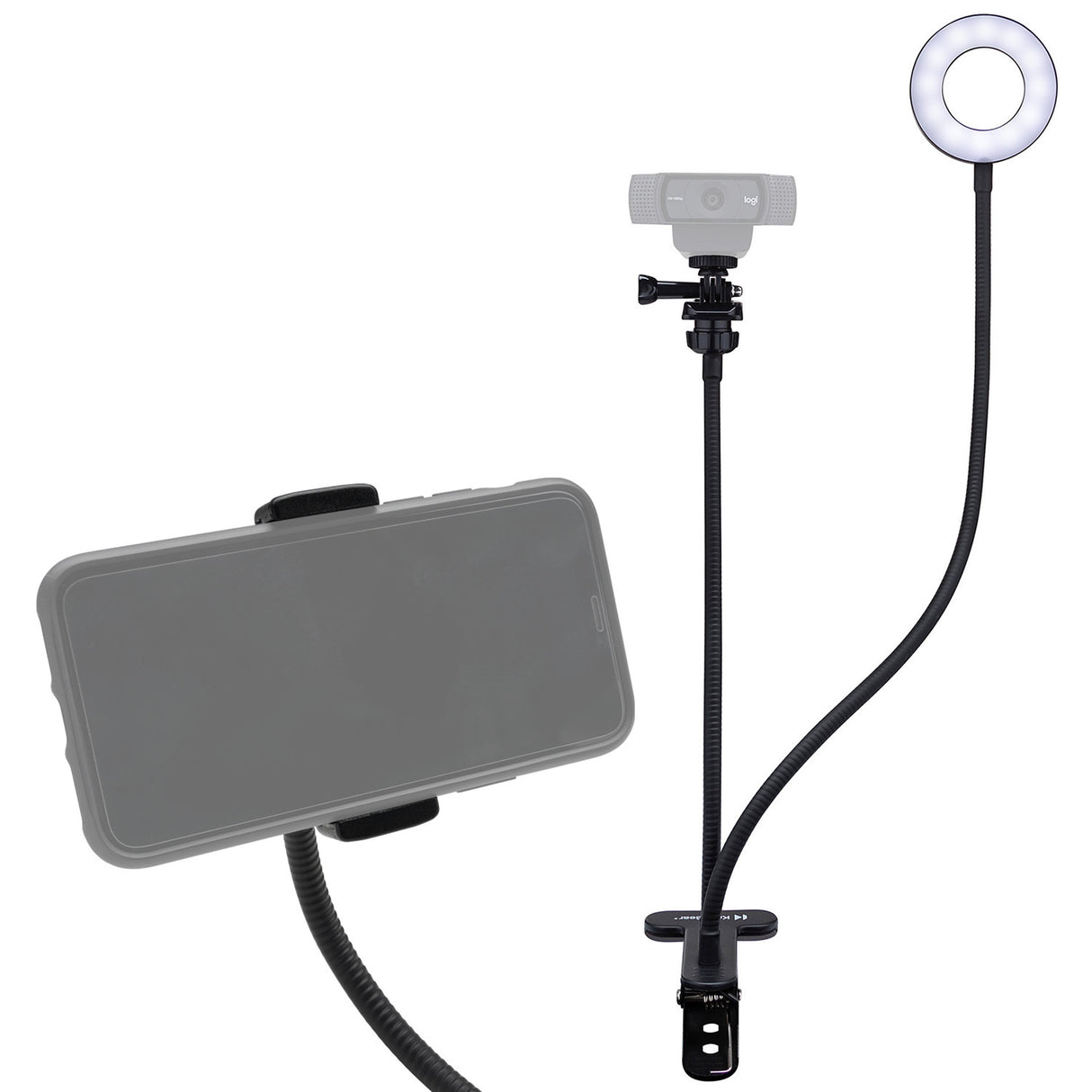 Knox Gear Selfie Ring Light Stand with Cell Phone Holder and Webcam/Camera Mount