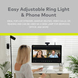 Knox Gear Selfie Ring Light Stand with Cell Phone Holder and Webcam/Camera Mount