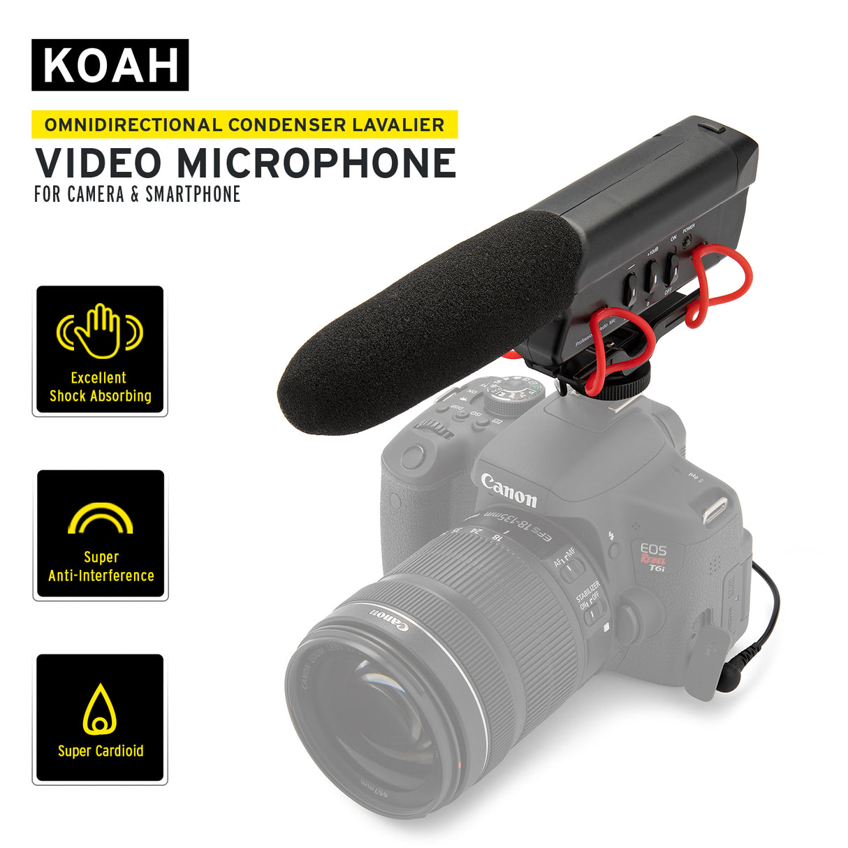Koah Shotgun Video Microphone Professional On Camera Mic