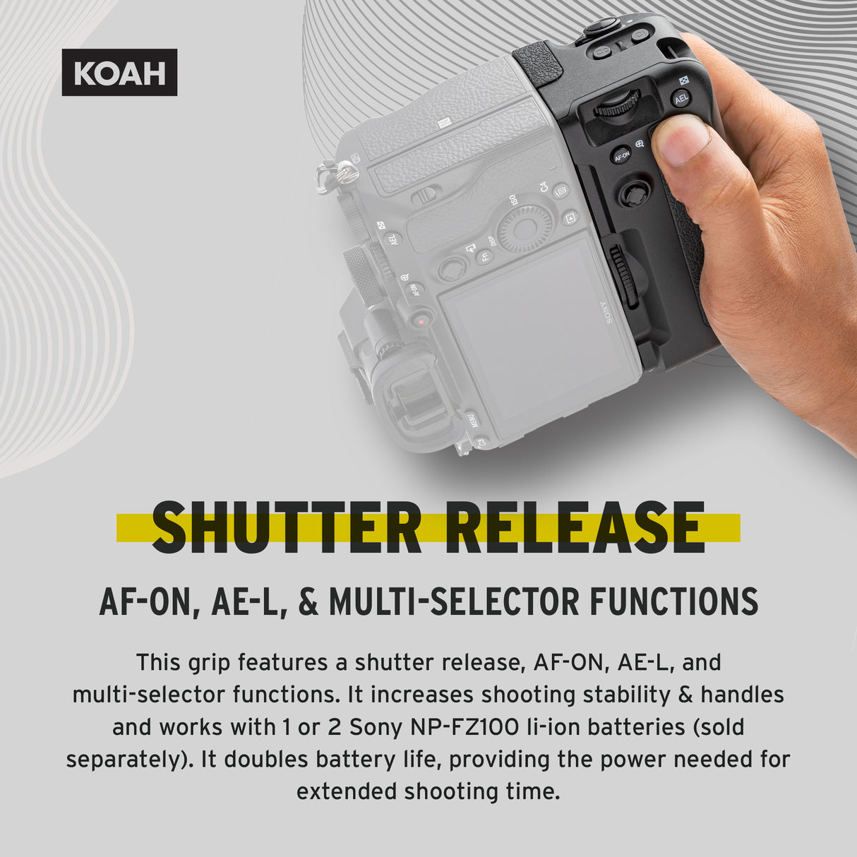 Koah Battery Grip for Sony a9, a7 r III and a7 III Camera