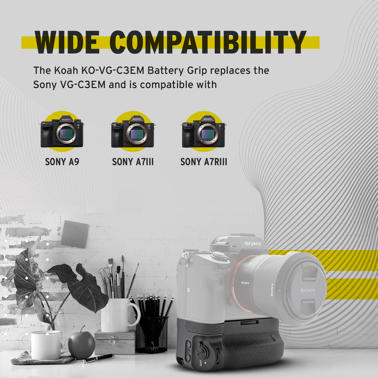 Koah Battery Grip for Sony a9, a7 r III and a7 III Camera